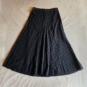 Johnny Was Vintage Black Silk Eyelet Maxi Skirt M Goth Boho
